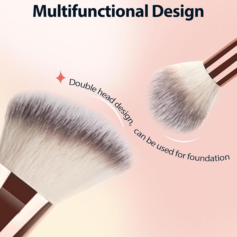 AIGMM 2Pcs Dual-ended Makeup Brushes for Contouring Blending and Bronzing Angled Foundation Brush&Concealer Brush Premium Luxe Hair for Flawless Application of Liquid Cream and Powder Makeup Black - Image 2